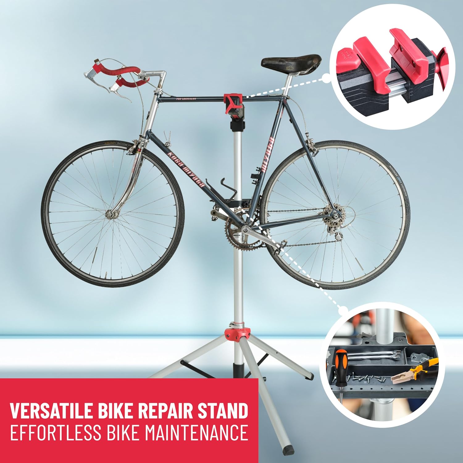 PRO BIKE Adjustable Bike Repair Stand Stable Metal Workstand for Home & Road Use