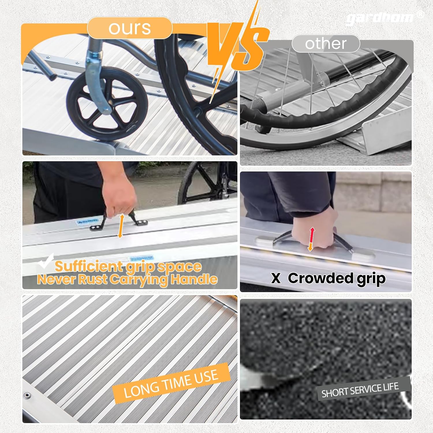 Gardhom 4FT Aluminum Wheelchair Ramp, 363KG Capacity, Folding for Easy Storage