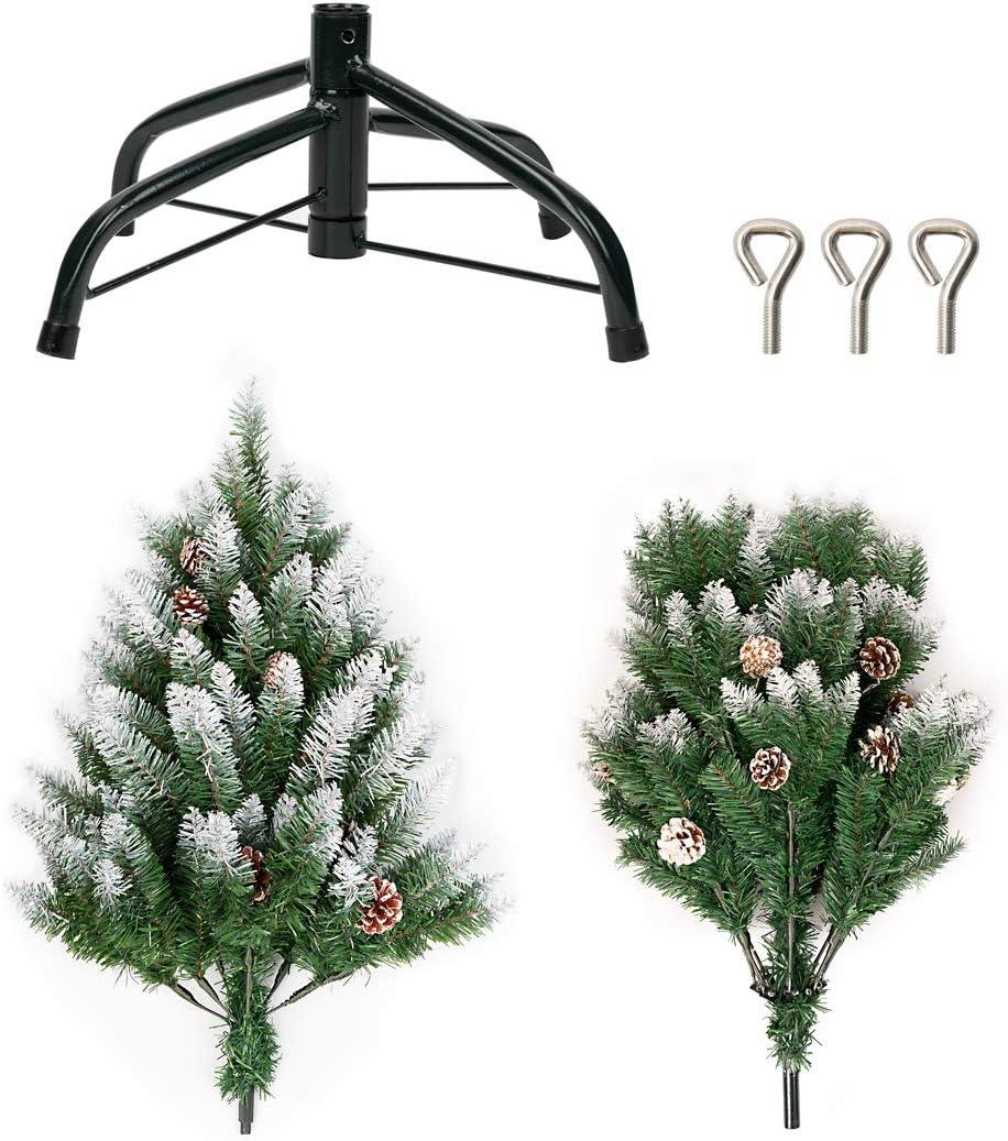 1.2m/4ft Artificial Christmas Tree with Snow Real Pine Cones and Base - Massive Discounts