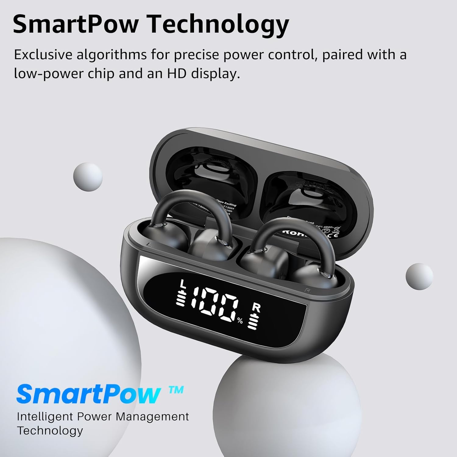 Open Ear Headphones Clip On Wireless Earbuds 40H Playtime Bluetooth TOZO