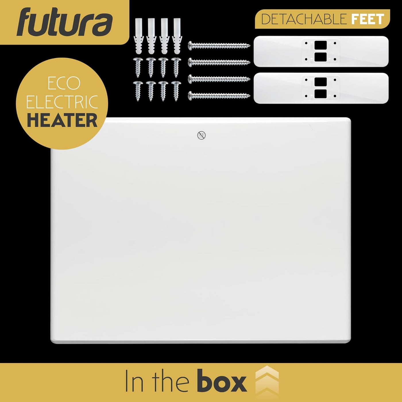 1000W White Electric Radiator Heater with Thermostat Wall Mounted Futura