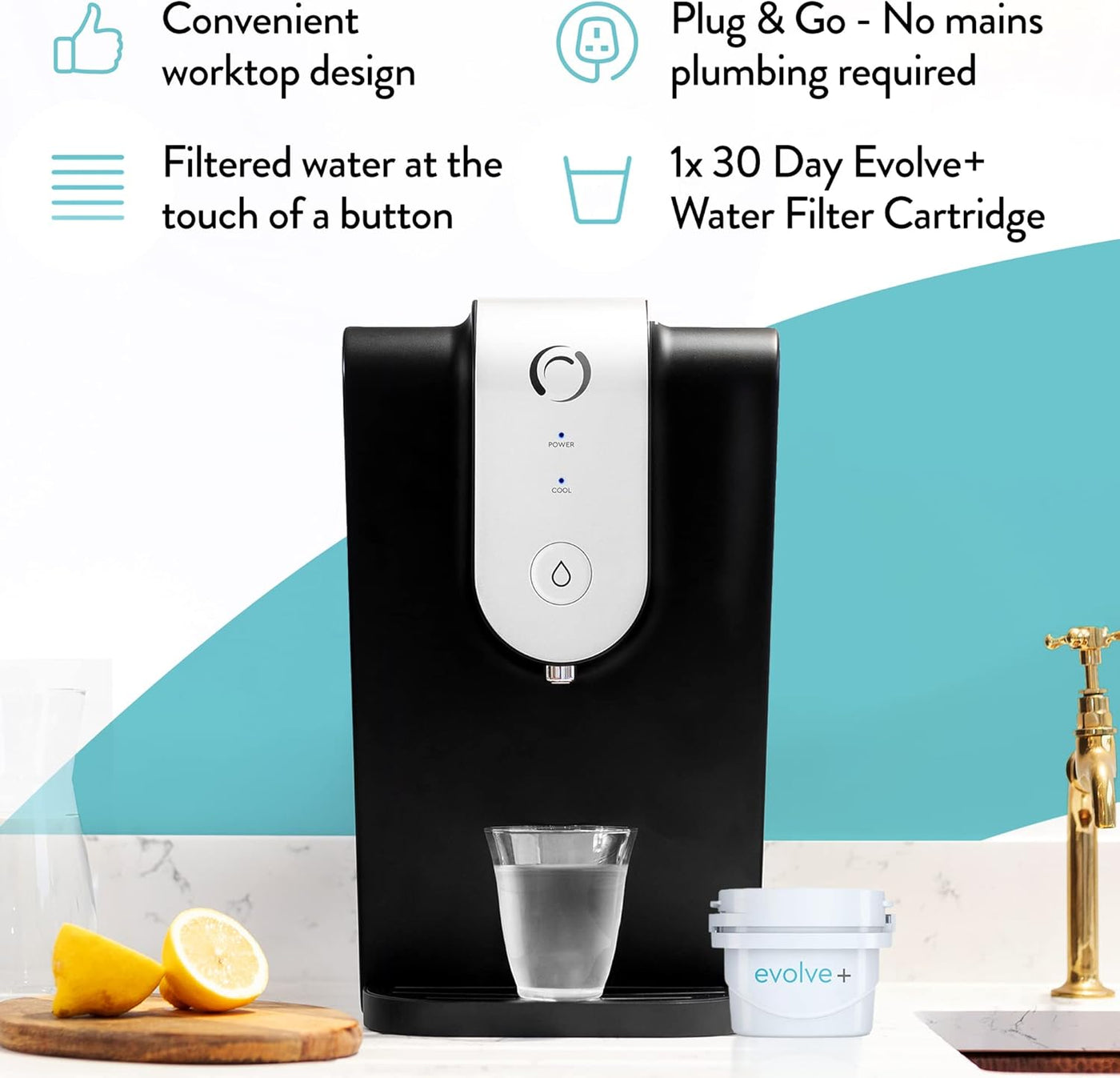 Aqua Optima Lumi Chilled Water Dispenser 8.2L with Evolve+ Filter