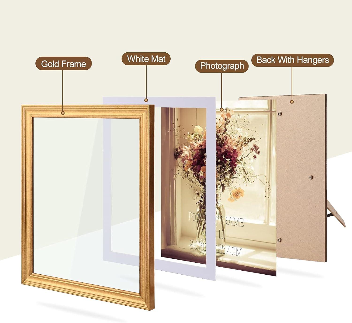 RLAVBL Set of 6 Gold 8x10 Photo Frames for Wall or Tabletop Display - Massive Discounts