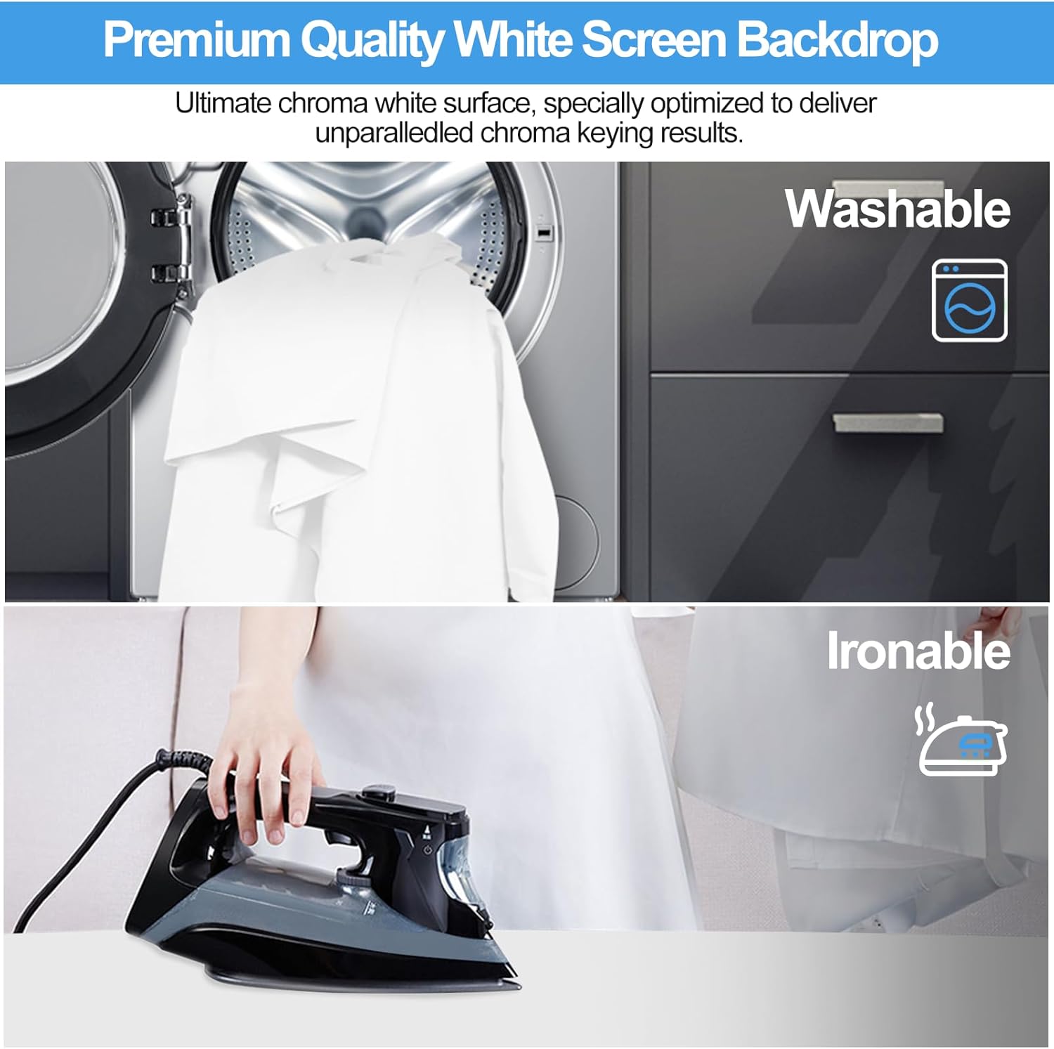 White Backdrop 1.5x2m with Adjustable 2x2m Frame Stand Kit for Studio EMART