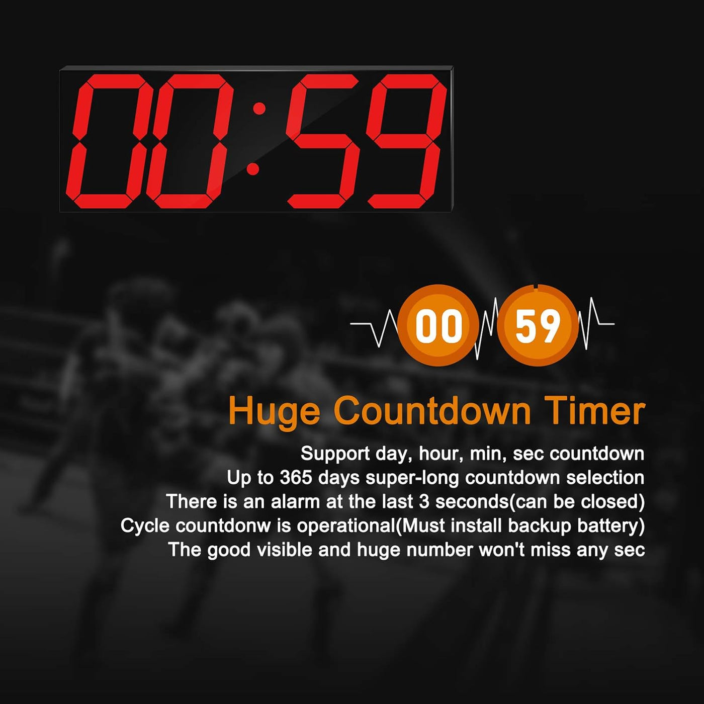 LED Large Digital Wall Clock 6 Inch Remote Timer Calendar Red Display CHKOSDA