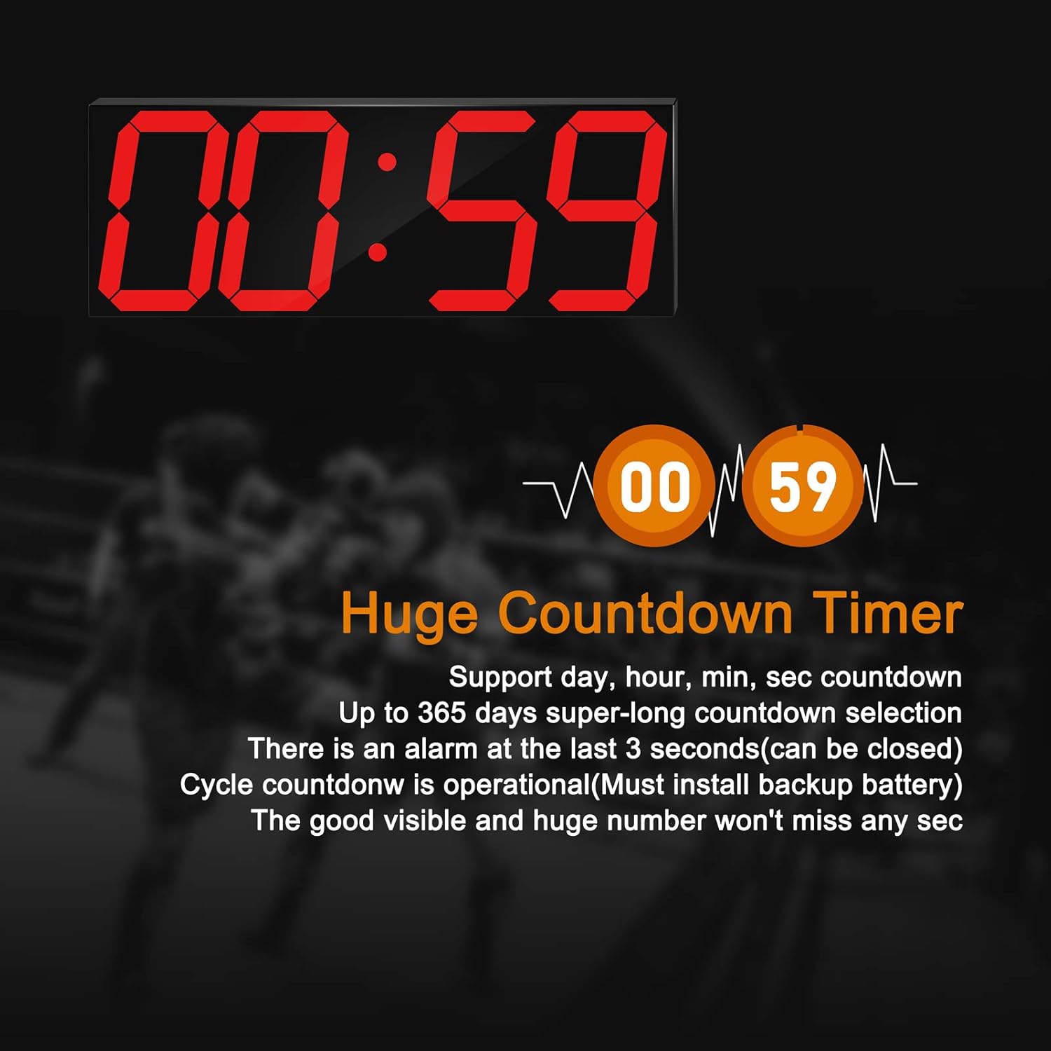 LED Large Digital Wall Clock 6 Inch Remote Timer Calendar Red Display CHKOSDA