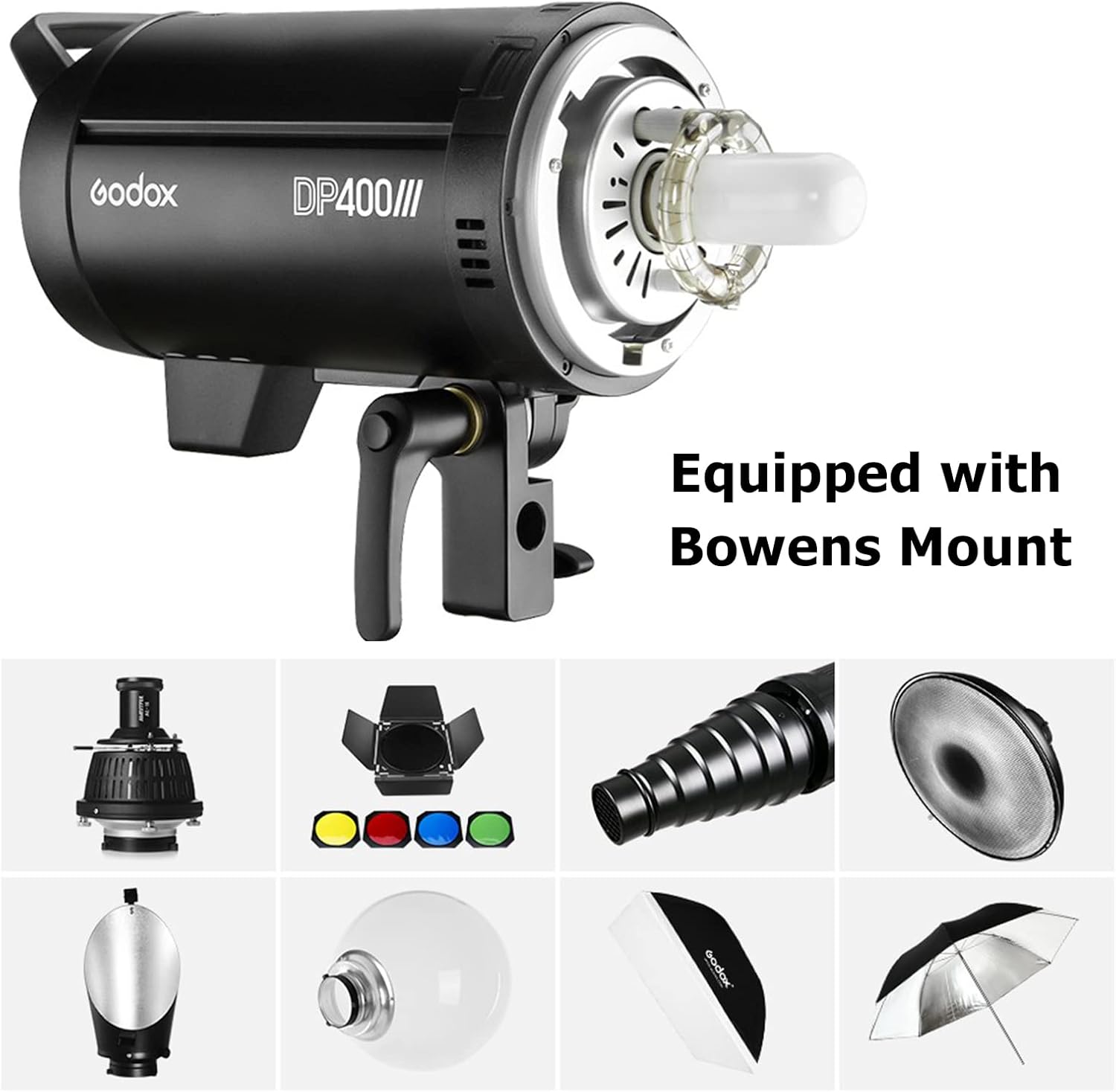 Godox DP400III 400Ws Studio Flash, GN65, Bowens Mount, 2.4G Wireless, Fast Recycle