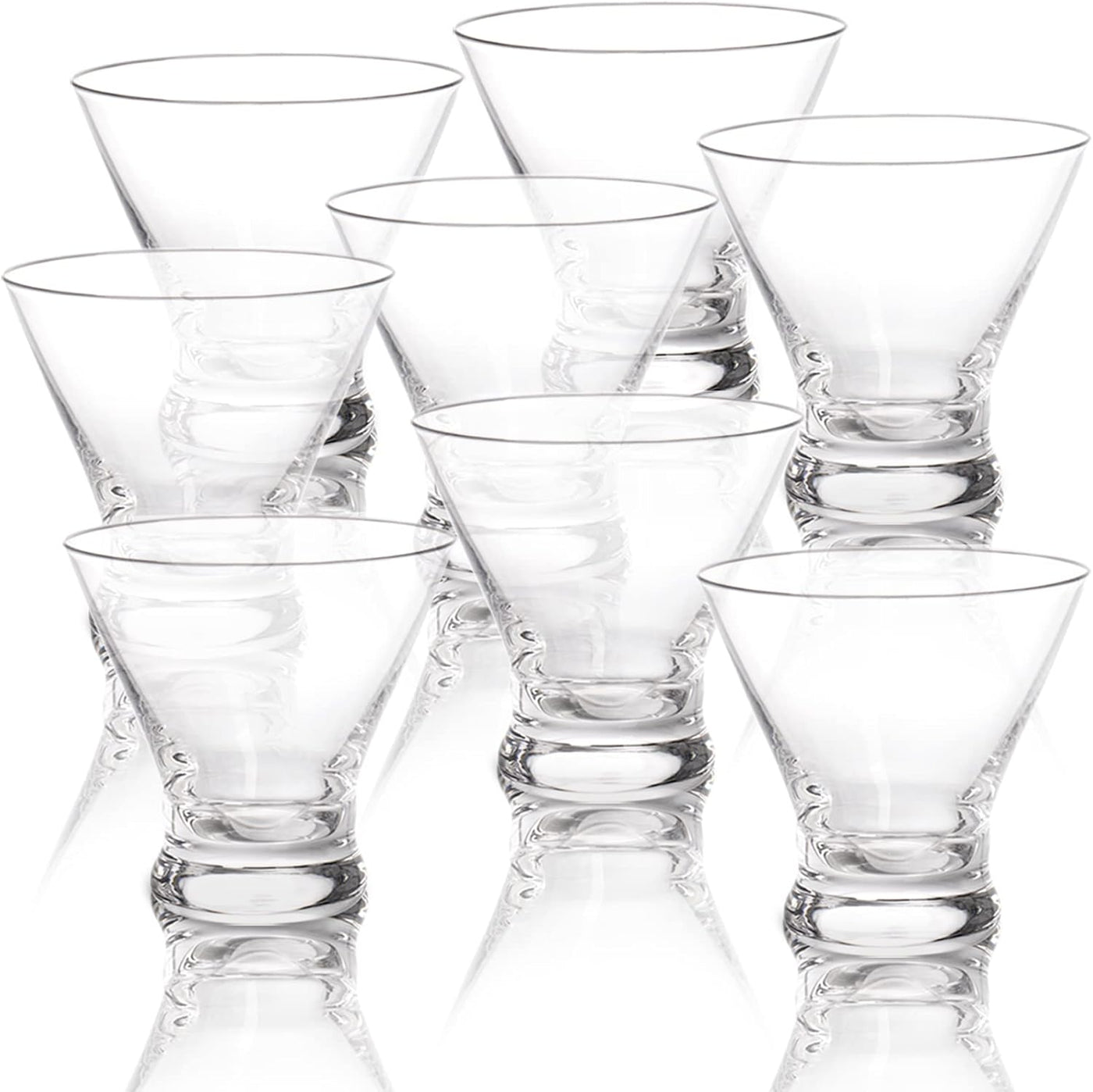 DEAYOU 8 Pack Stemless Martini Glasses, 8oz Cocktail Set for Drinks & Parties