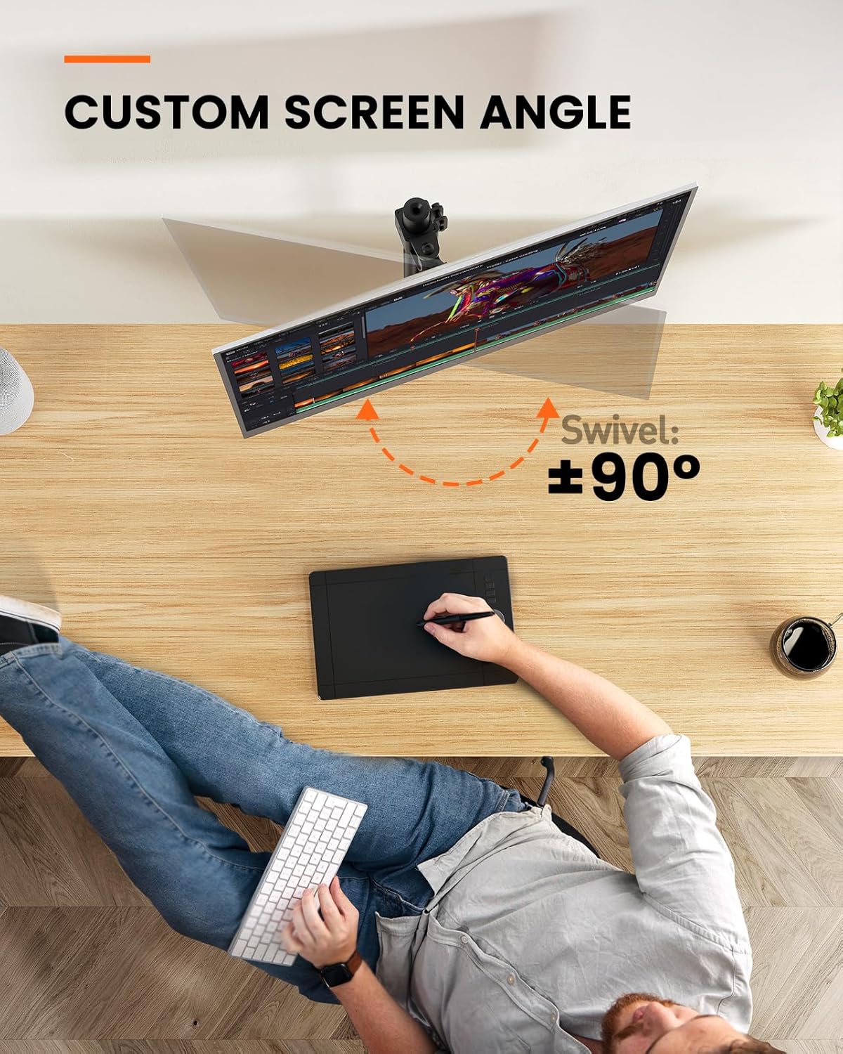 Single Monitor Stand 13 to 32 Inch Adjustable Arm Desk Mount VESA ErGear