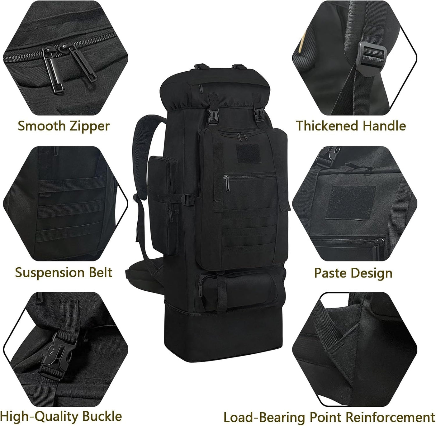 Large Tactical Hiking Backpack 100L Waterproof Molle Military Camping Wesoke