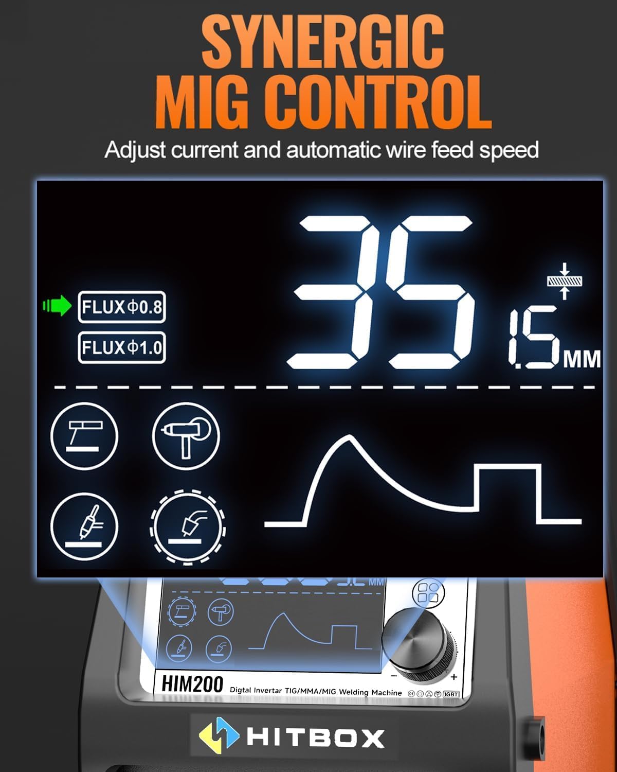 HITBOX 140A 4-in-1 Portable MIG Welder Gasless, TIG, ARC, Spool Gun Digital LED