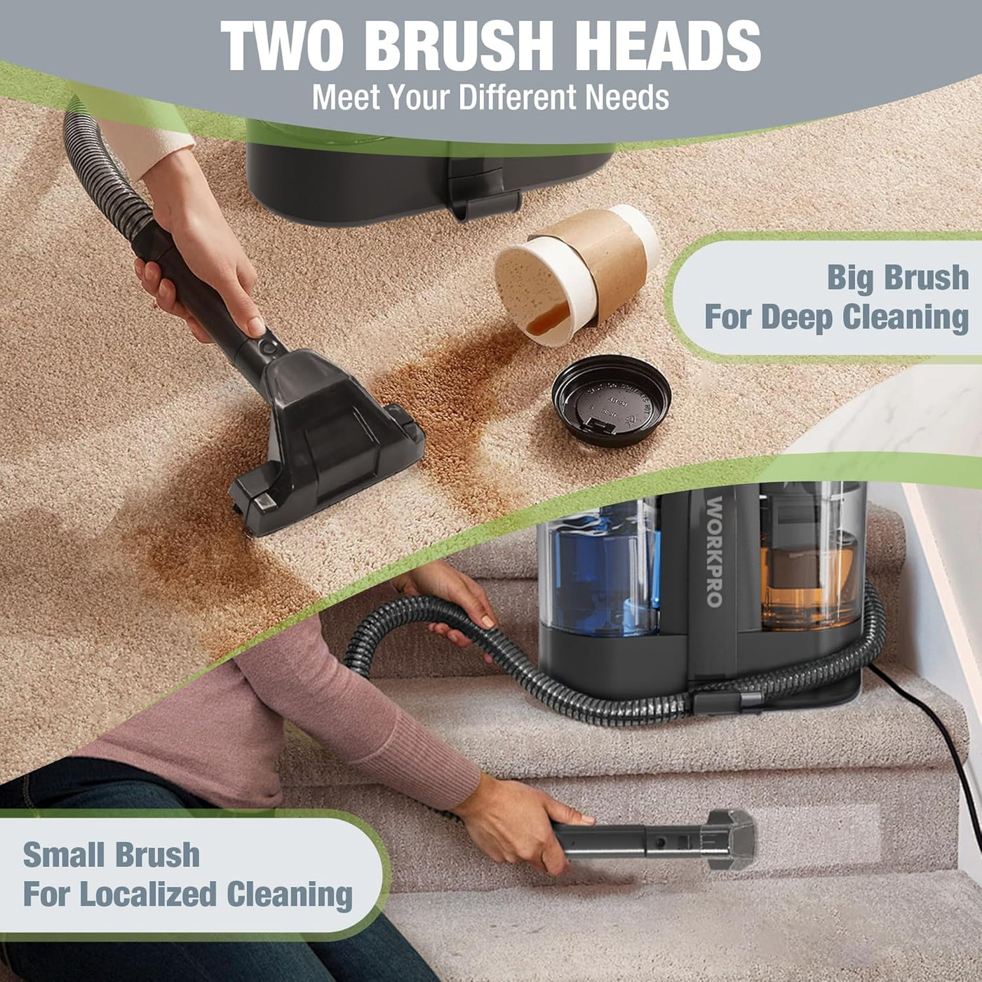 WORKPRO Portable 450W Spot Cleaner for Carpet, Upholstery & Car Interiors