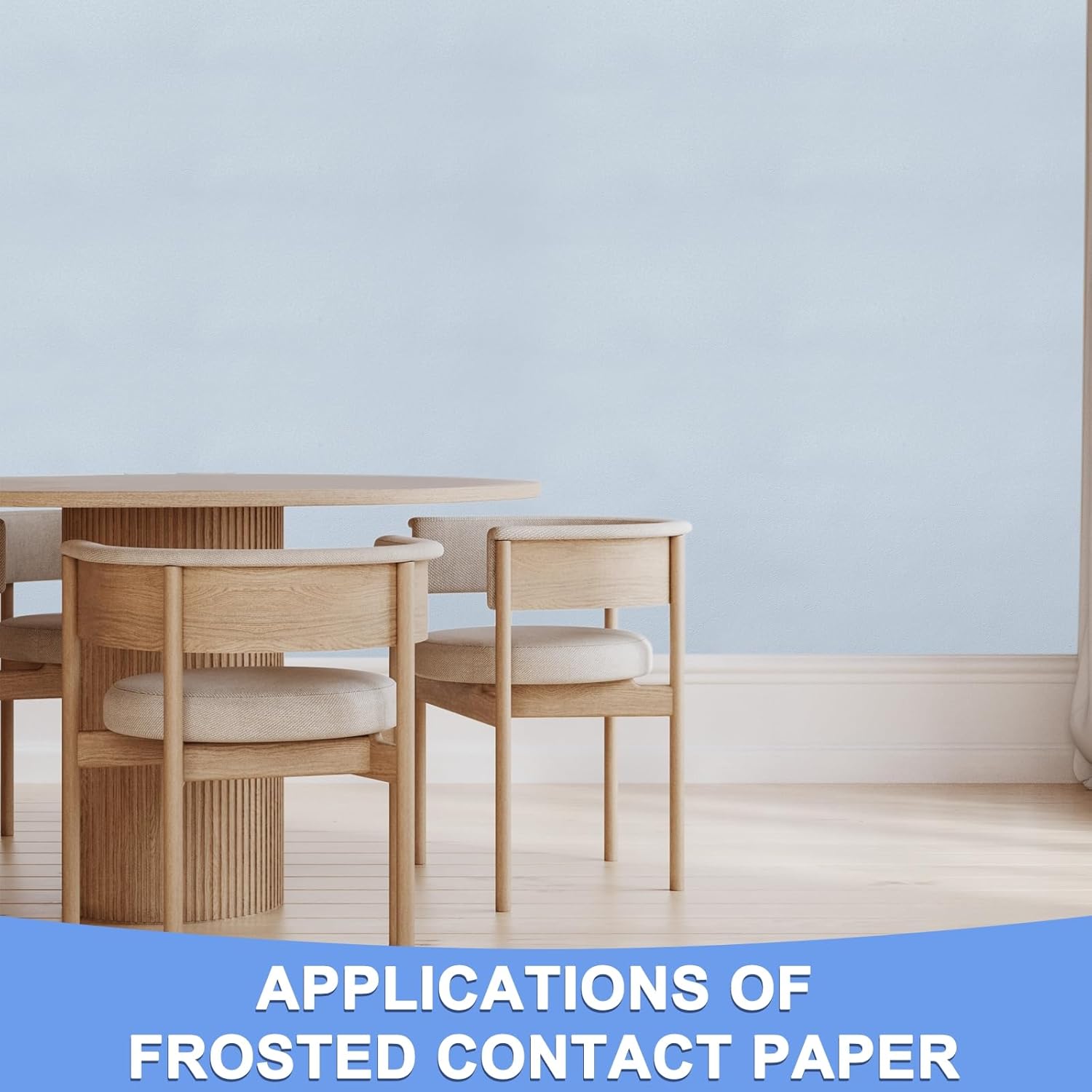 Light Blue Frosted Contact Paper 47x394in Peel Stick Waterproof PVC