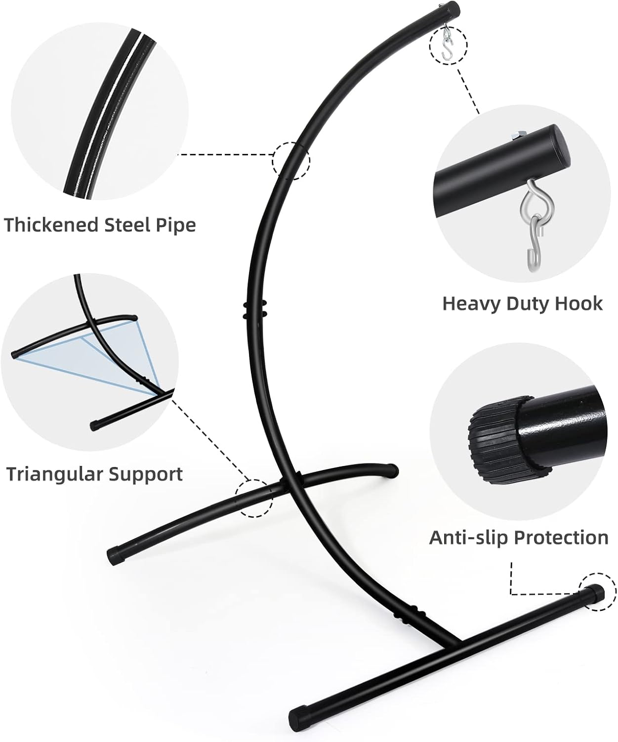 Hammock Chair Stand Only C Shape for Hanging Egg Swing Seat 350lbs GOUTIME