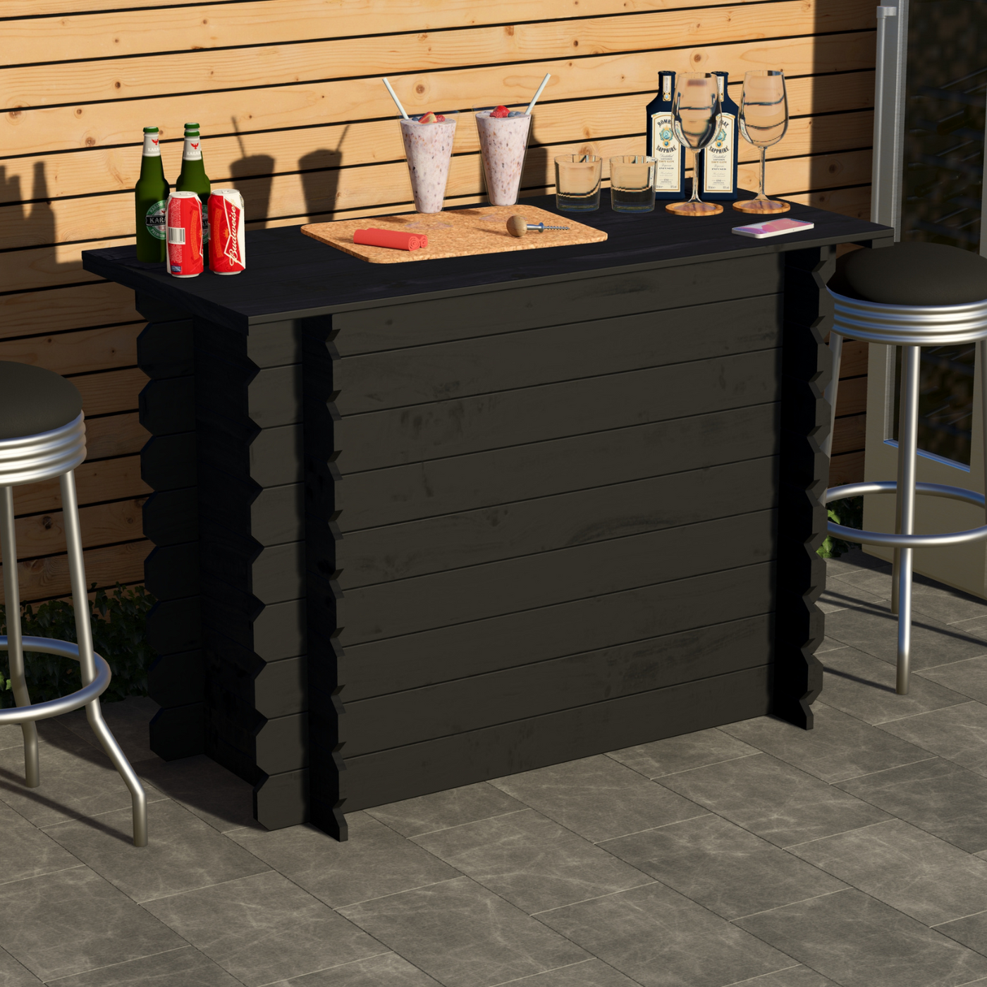 Corner Garden Bar Outdoor Wooden Interlock Drinks Bar Patio