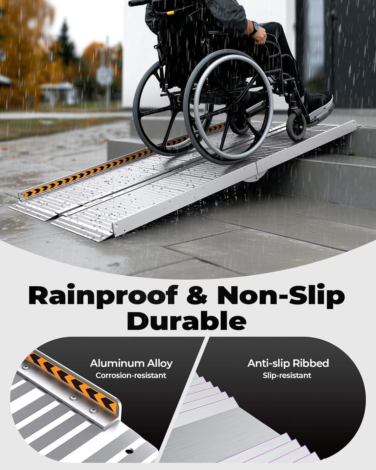 Wheelchair Ramp 7FT Folding Extra Wide 29.2inch Portable Aluminum FACHNUO