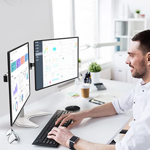 Dual Monitor Stand 27 Inch Freestanding Adjustable VESA 100 White WALI