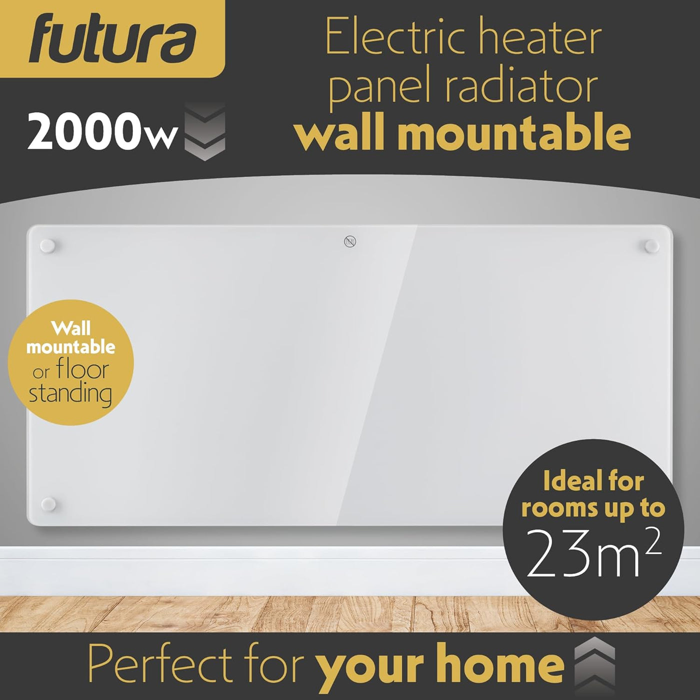 2000W White Glass WIFI Smart Electric Radiator Heater with Thermostat Futura