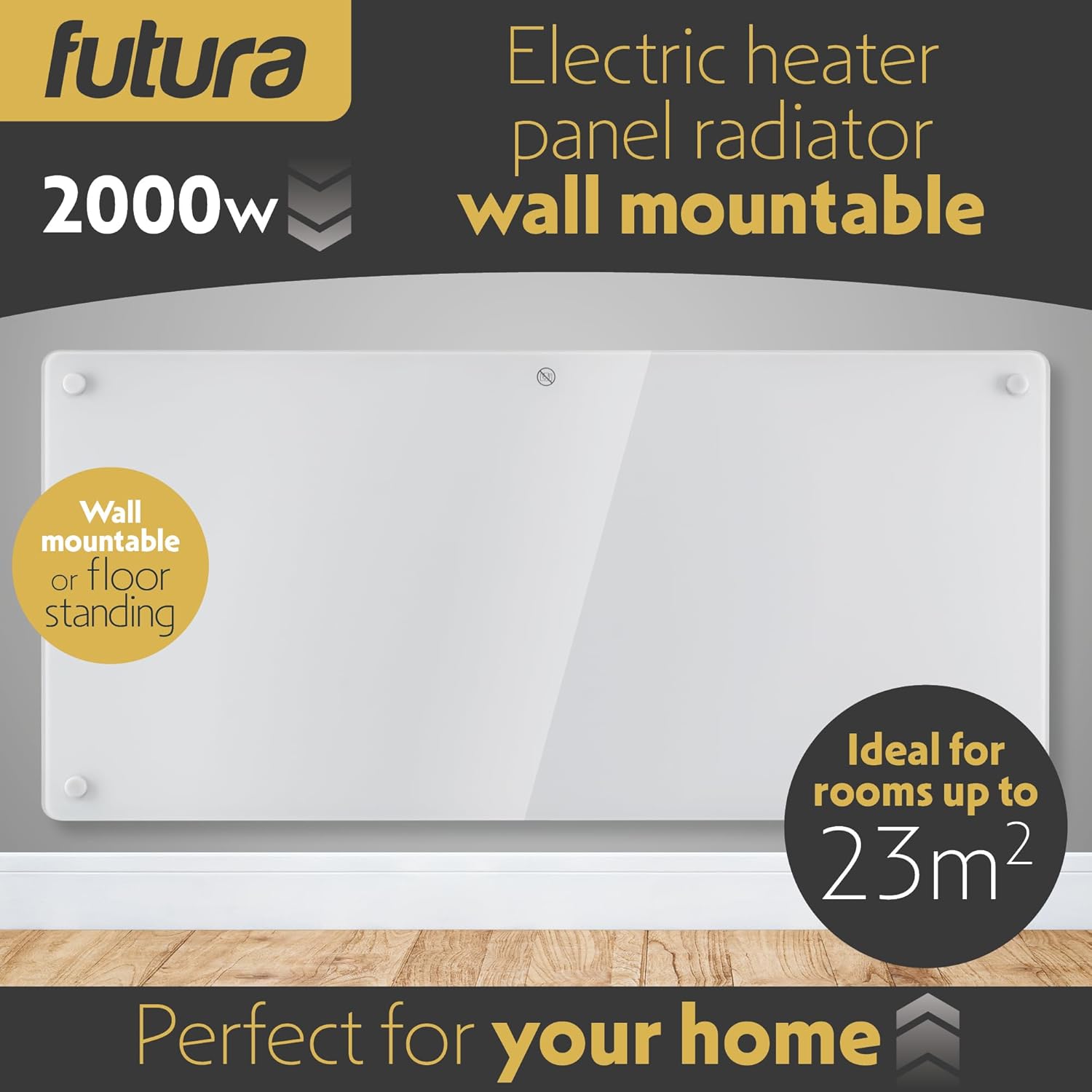 2000W White Glass WIFI Smart Electric Radiator Heater with Thermostat Futura