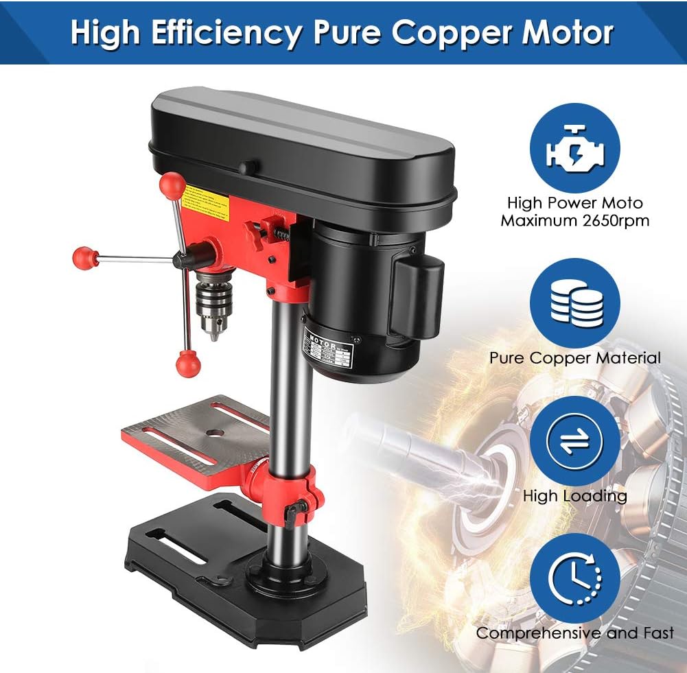 Mini Bench Drill Press 350W  5-Speed Pillar Drill with Cast Iron Base 220V