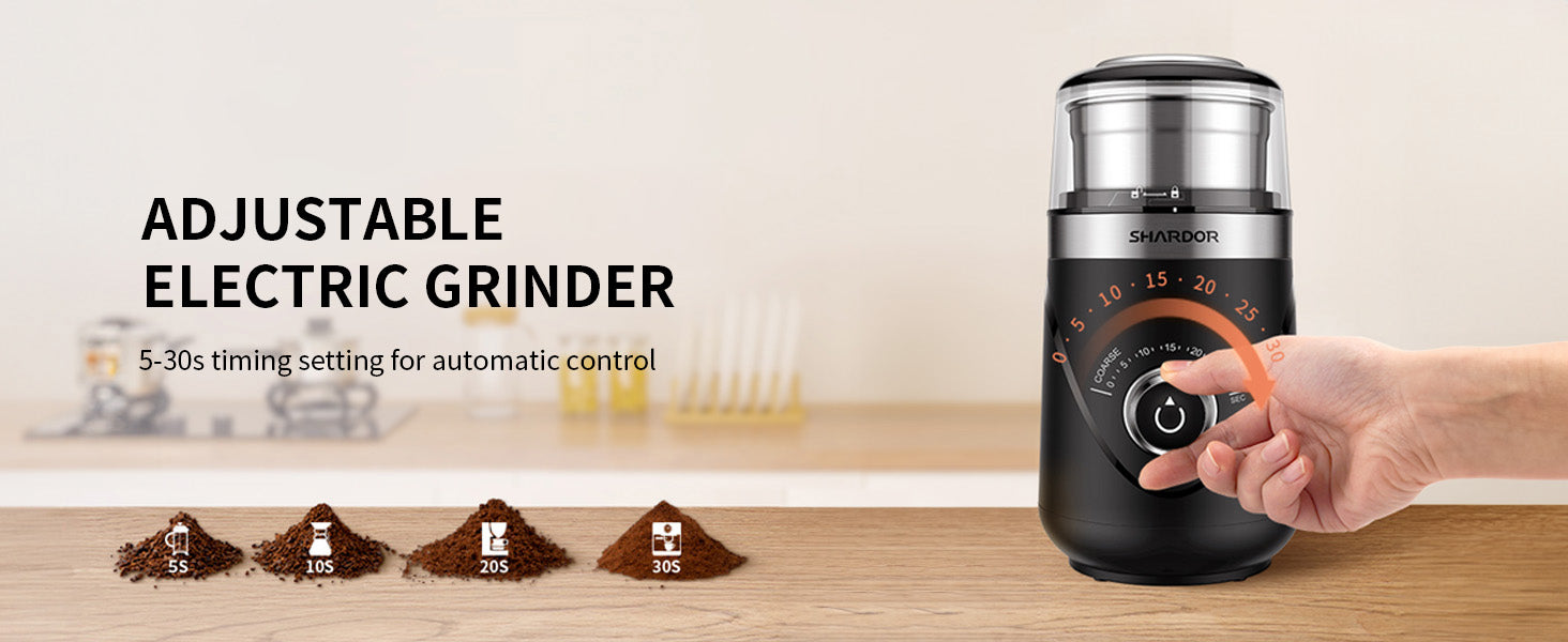 Coffee Grinder Electric 70g with 2 Stainless Steel Cups Spice Nuts SHARDOR