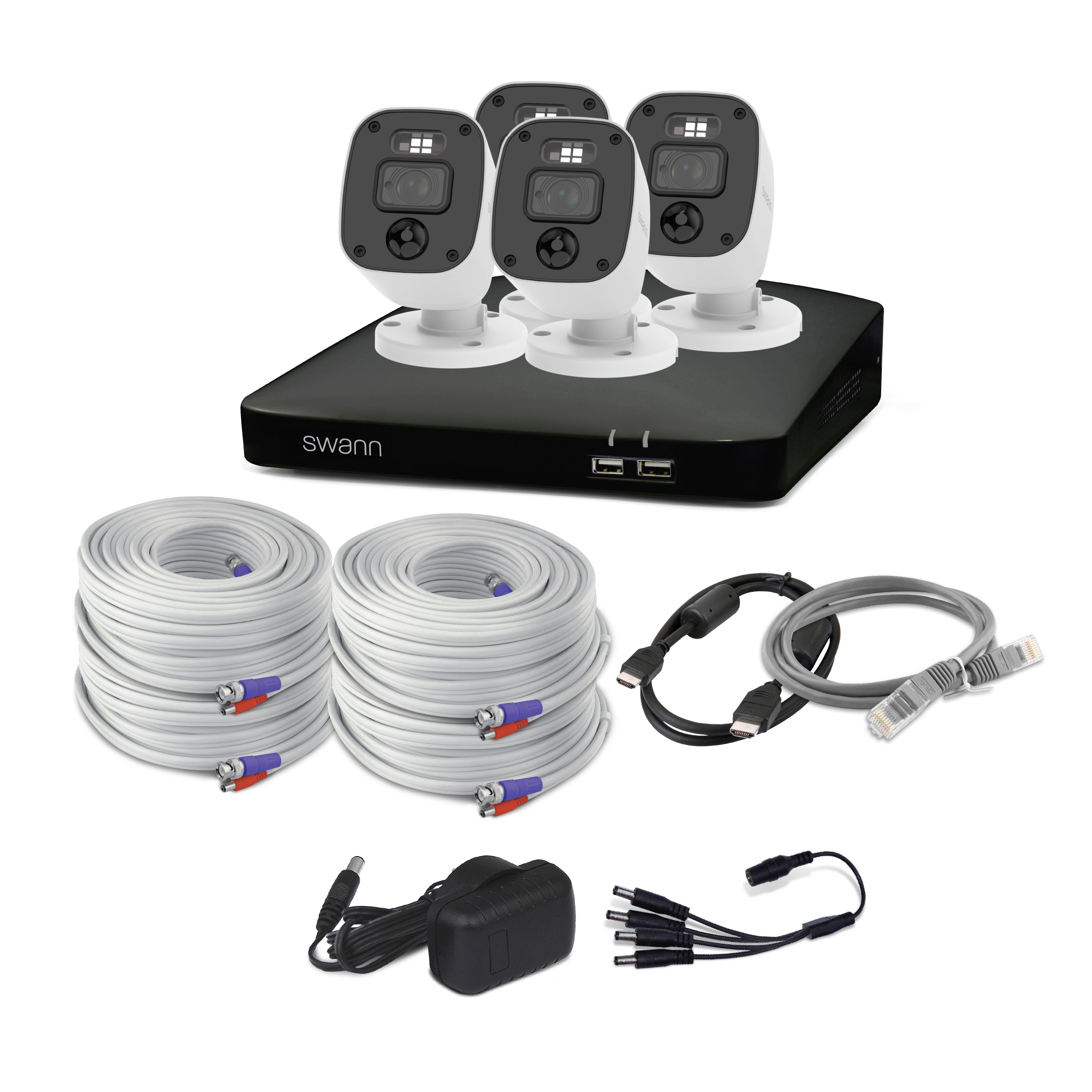 2K CCTV System 4 Bullet Cameras 8 Channel DVR 256GB Night Vision Swann Security