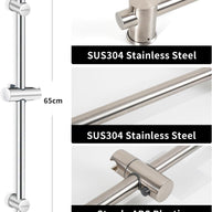 Vista Shower Riser Rail 66cm Stainless Steel Adjustable Wall Mounted