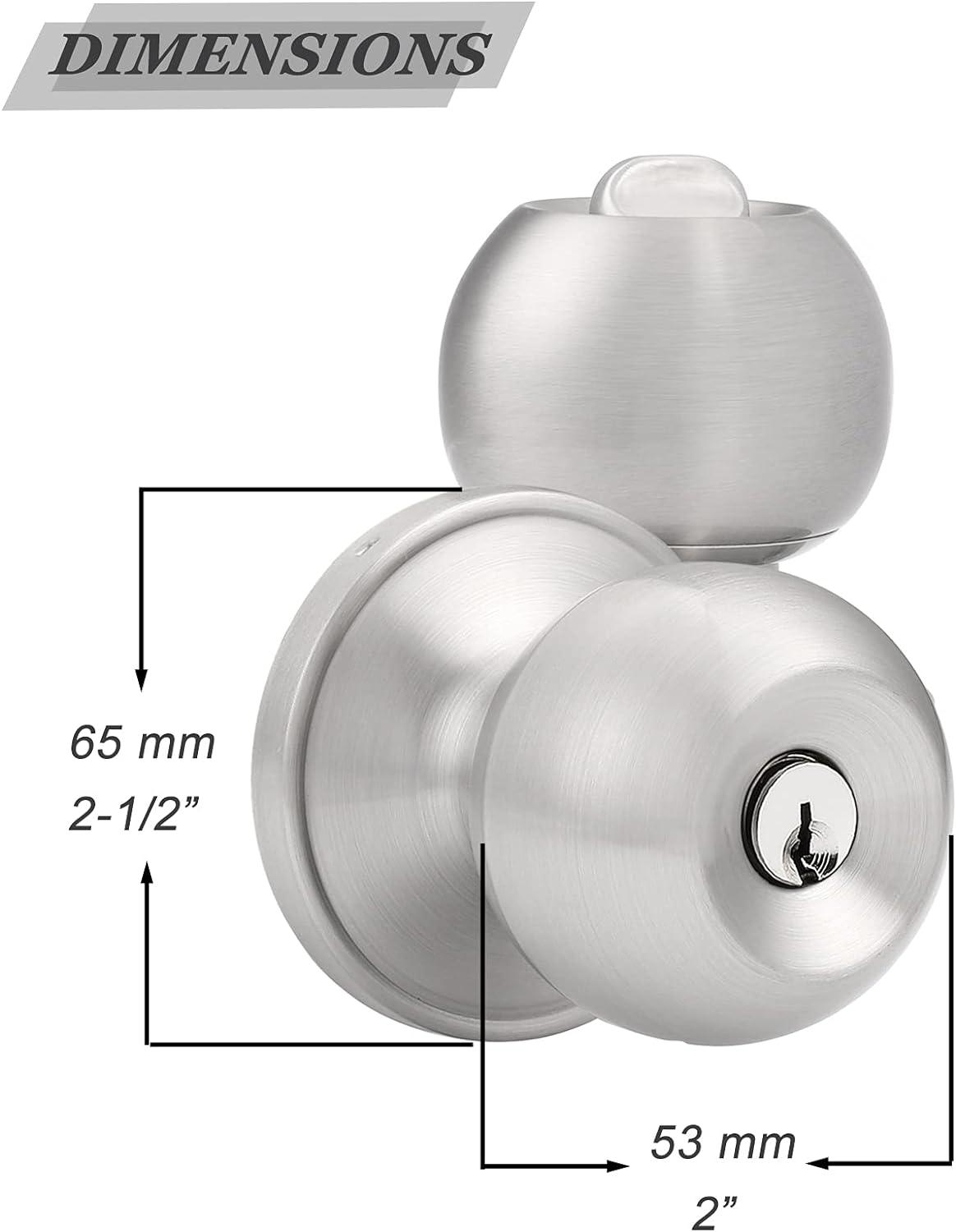 Probrico 3 Pack Stainless Steel Entry Door Knob Set with Key - Satin Nickel