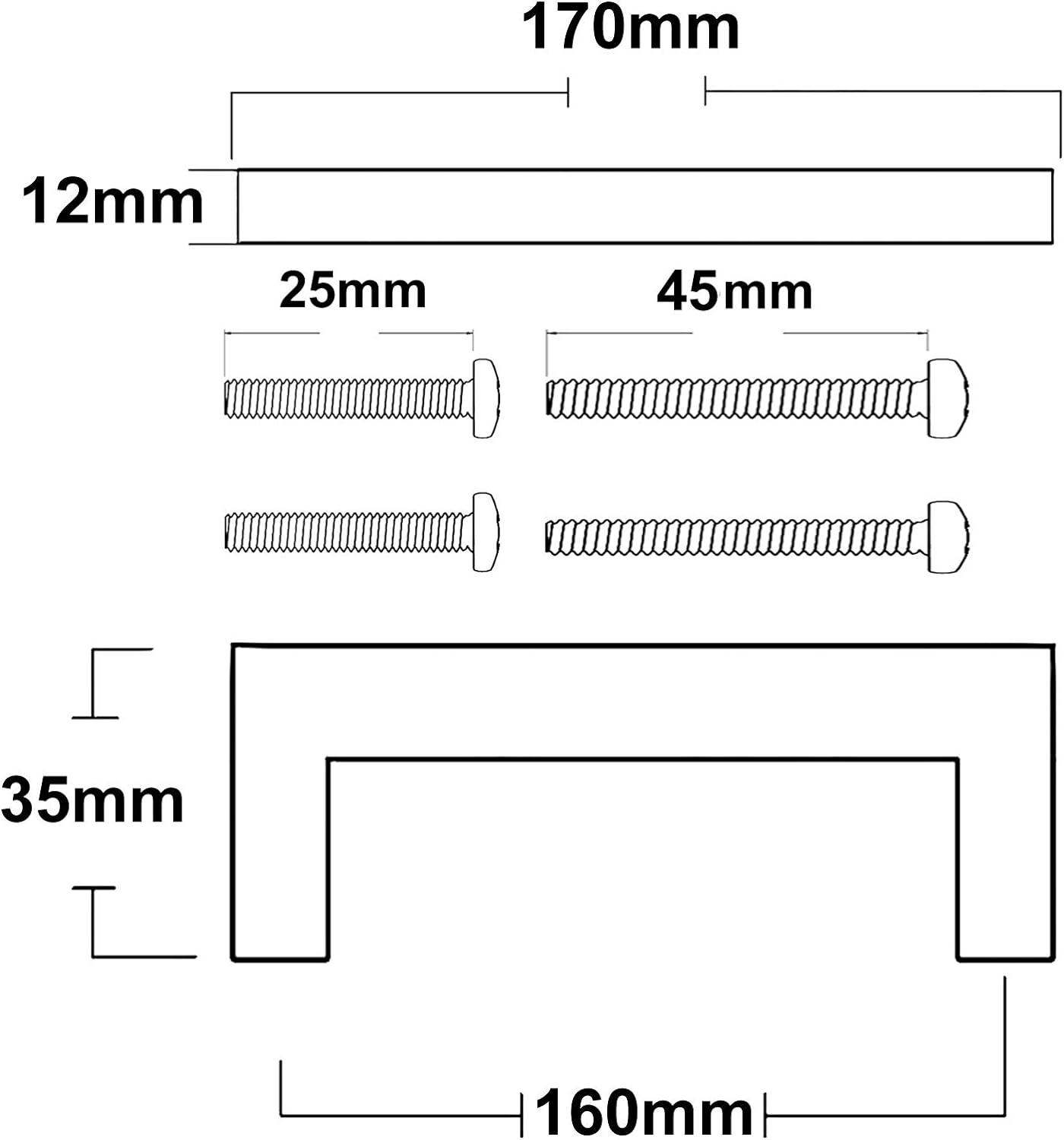 Probrico 15 Pack 160mm Black Kitchen Cabinet Handles - Stainless Steel