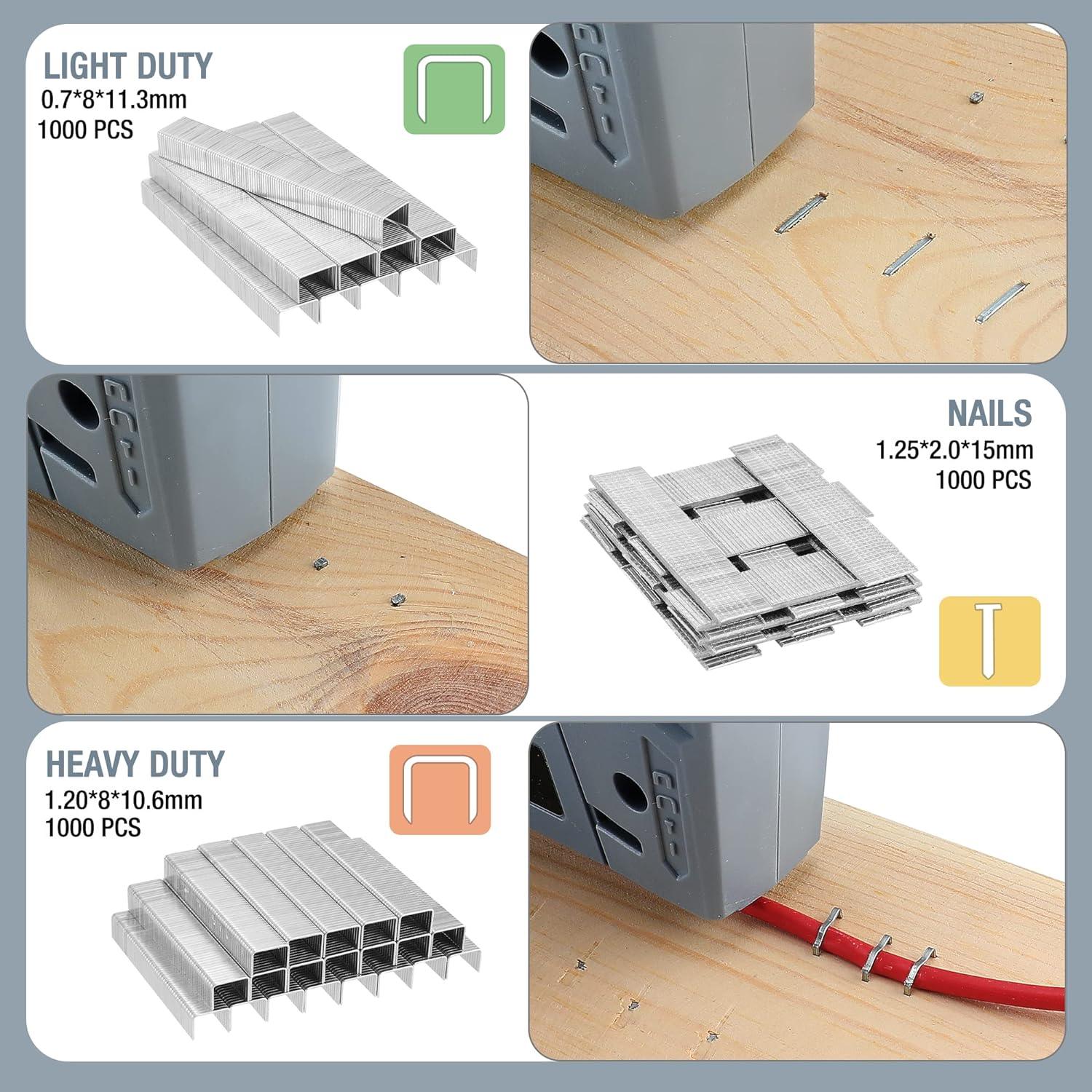 WORKPRO 4-in-1 Electric Staple Gun, 2000 Staples & 1000 Nails for DIY & Woodworking