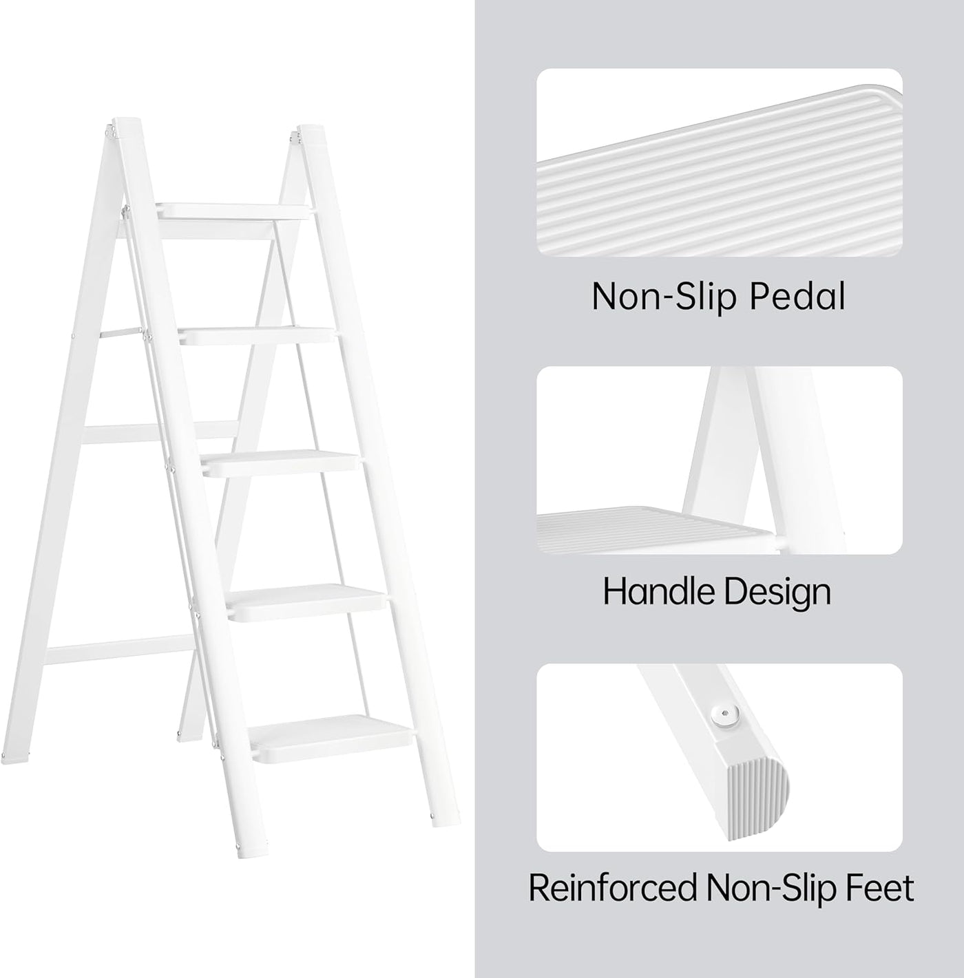 JOISCOPE 5-Step Ladder with Anti-Slip Treads, 270kg Capacity, Lightweight & Foldable