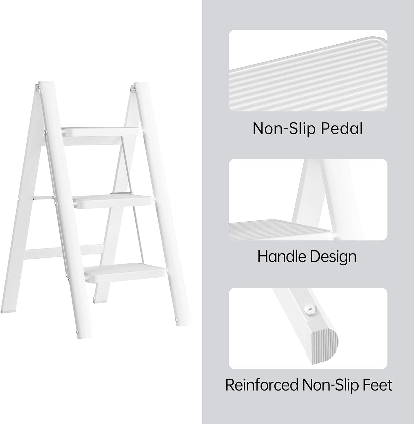 JOISCOPE 3-Step Ladder, 270kg Capacity, Anti-Slip Treads, Lightweight & Portable