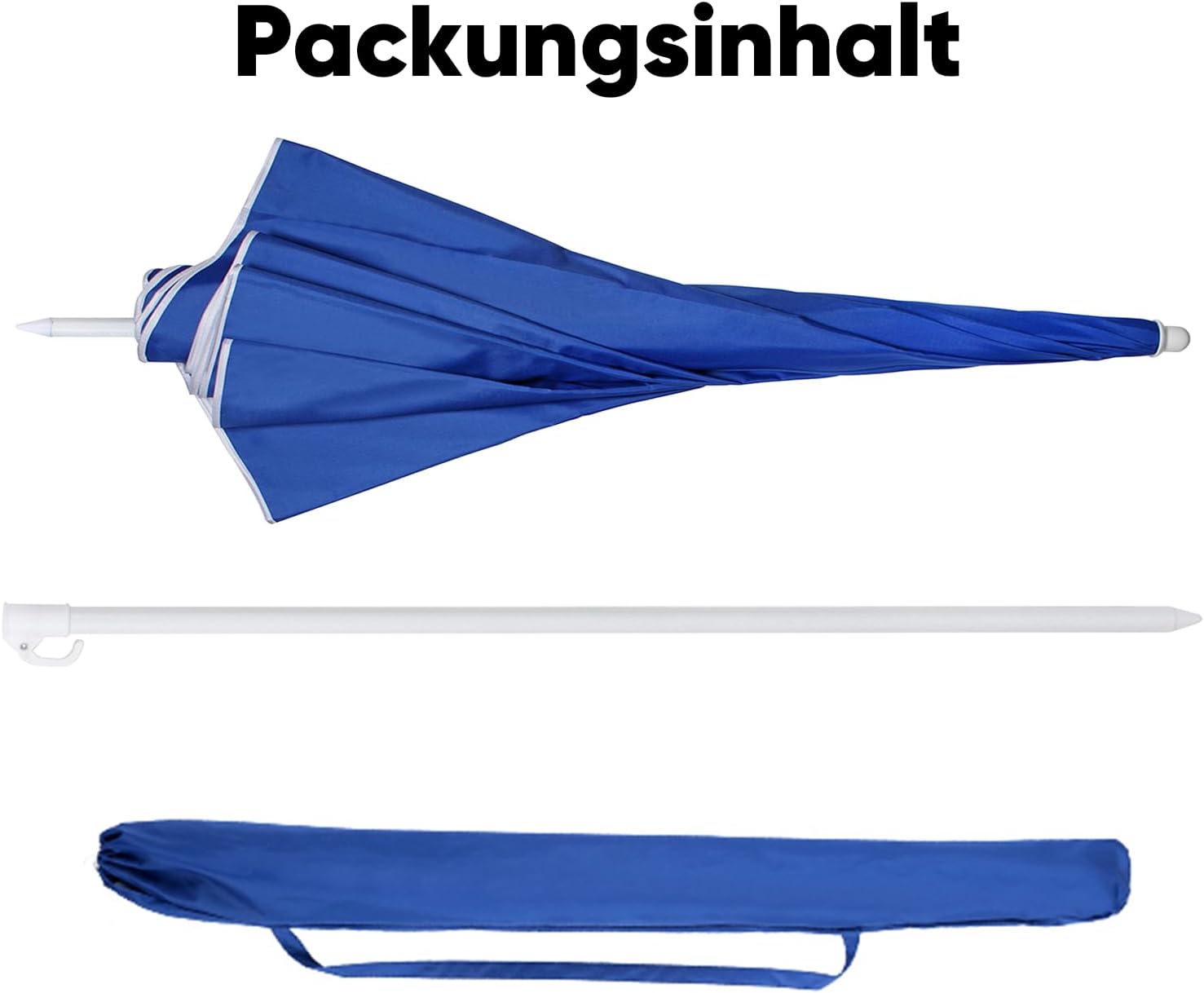 Sekey® 1.6m Tilting Beach Umbrella, UV20+ Sunscreen, Portable with Cover - Blue