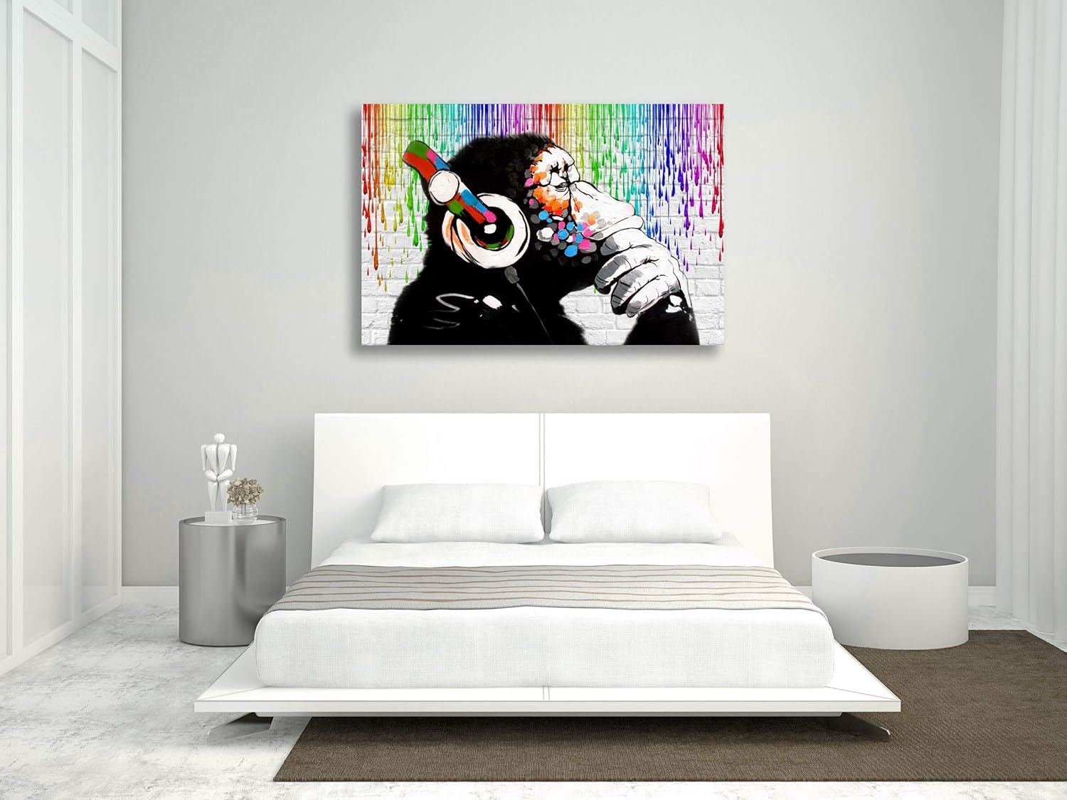 MONKEY DJ Banksy Love Paint Rain Gorilla Canvas Street Art Print 24''x16''