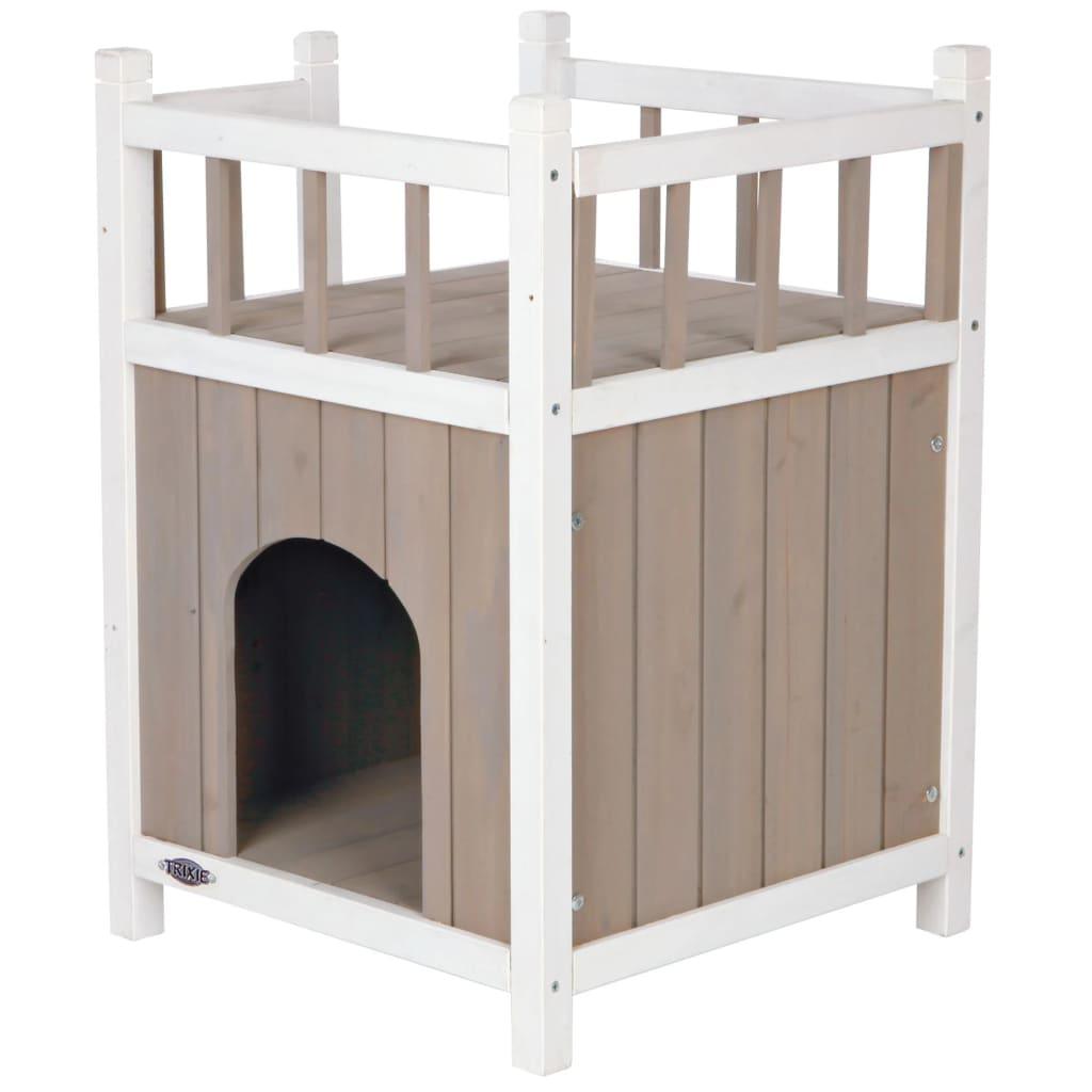 TRIXIE Natura Cat's Home with Balcony Grey and White - Massive Discounts