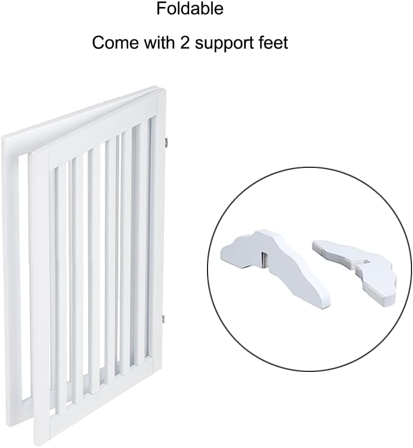Free Standing Pet Gate 91cm Foldable Dog Room Divider White unipaws