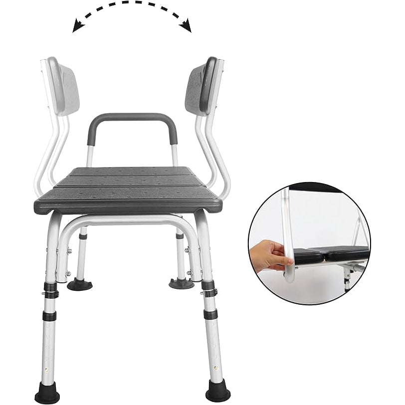 PEPE Non-Slip Bath Seat w/ Padded Armrest, Transfer Bench for Elderly & Disabled