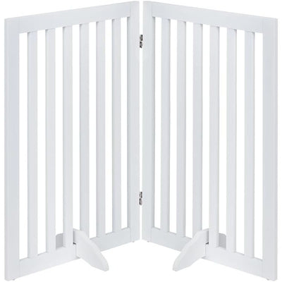 Free Standing Pet Gate 91cm Foldable Dog Room Divider White unipaws