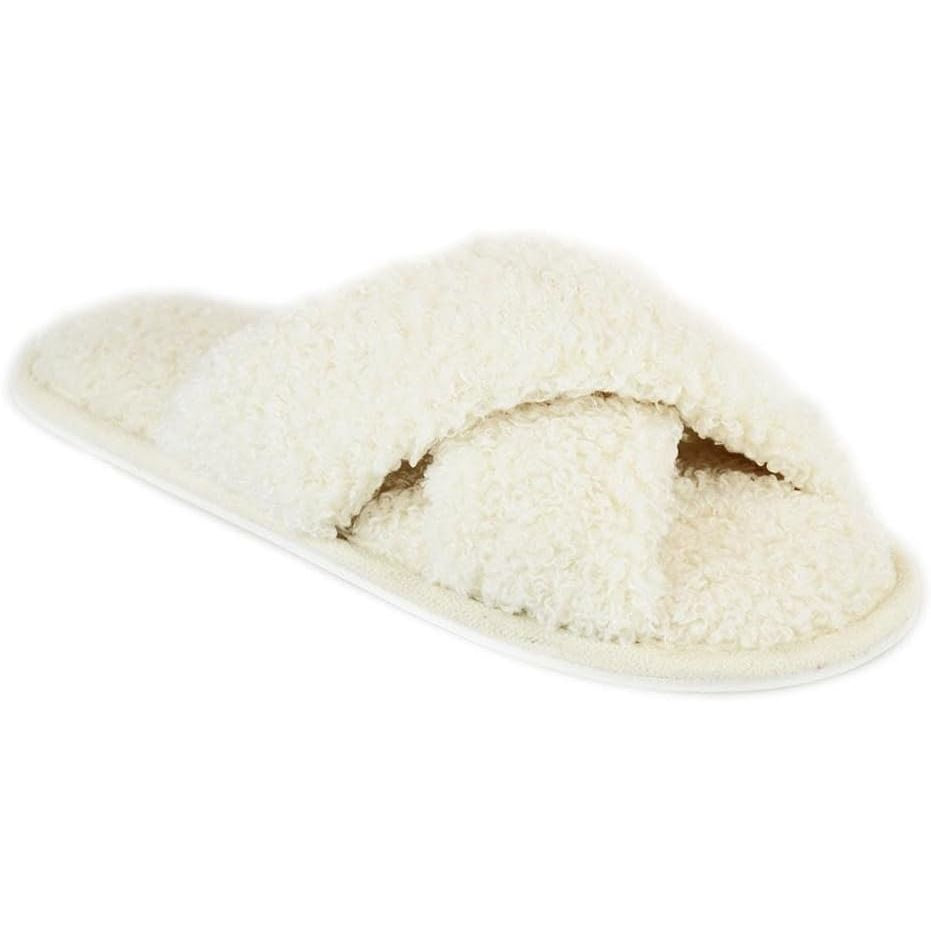 White slipper with soft texture on a white background