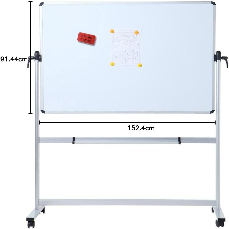 Magnetic Mobile Whiteboard 150x90cm Double Sided Revolving Stand VIZ-PRO Board
