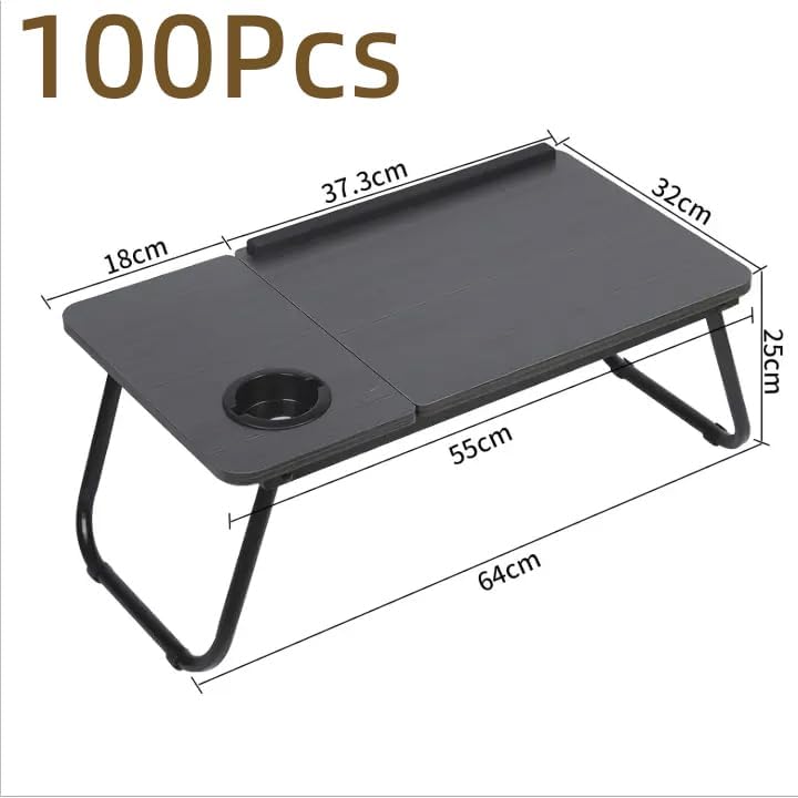 Laptop Bed Table Foldable Legs Cup Slot Reading Notebook Stand  Black Desk Tray