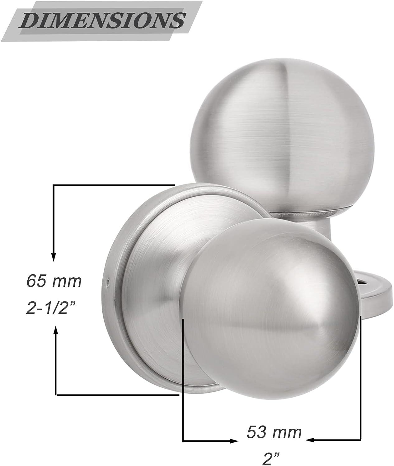 Probrico 2 Pack Satin Nickel Passage Door Knobs - Stainless Steel