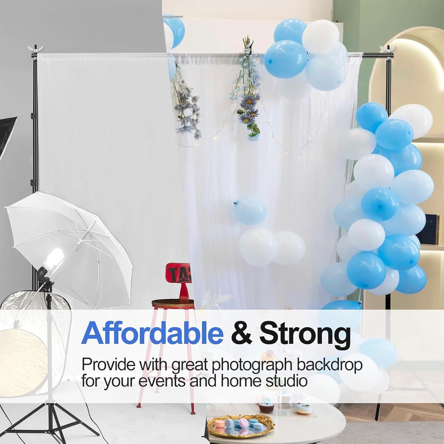 Backdrop Stand 3x2.6m Adjustable Photo Studio Support Kit with Bag EMART