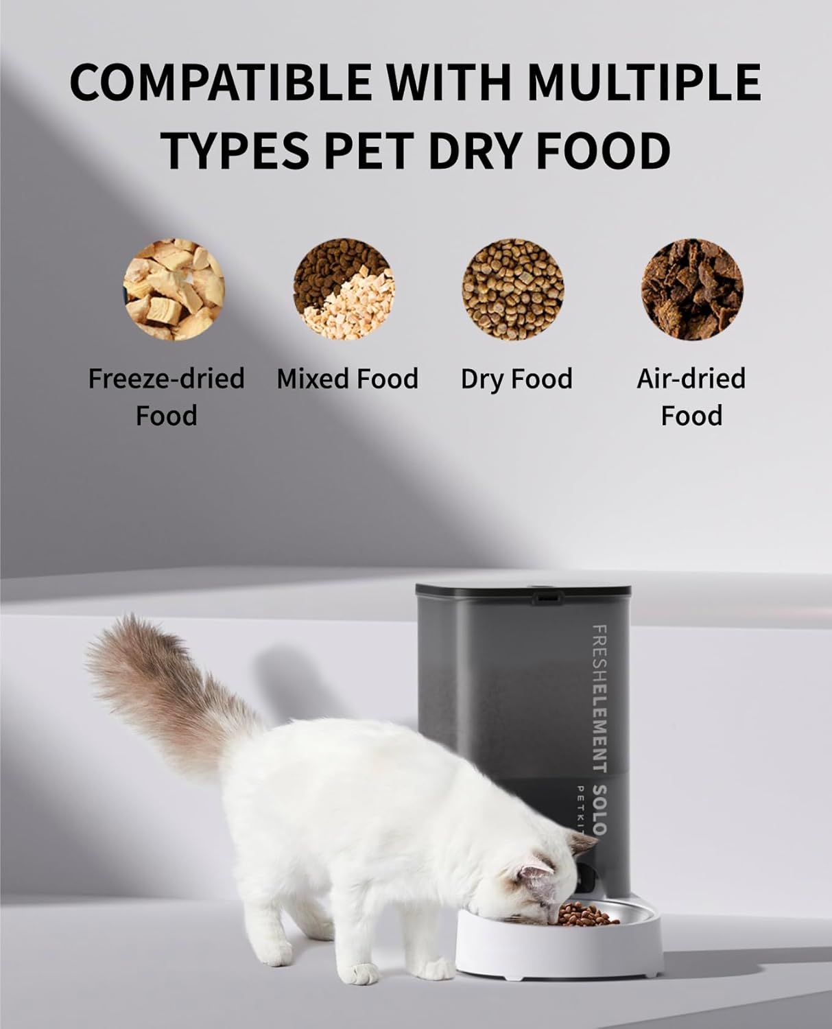 PETKIT Automatic Cat Feeder 3L, App Control, 304 Steel Bowl, Anti-Clog, Black