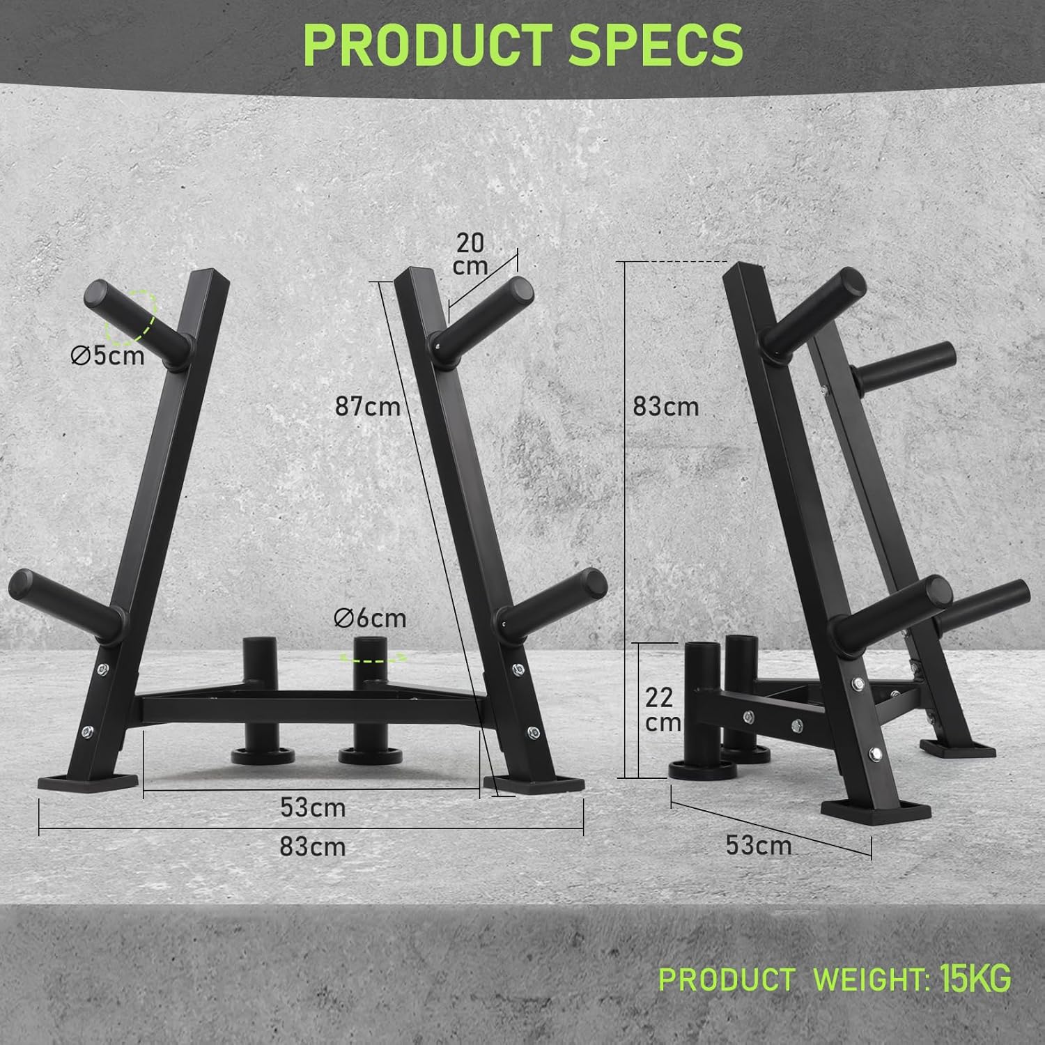 PhysKcal Heavy Duty Steel Weight Plates Rack, Barbell Storage Stand