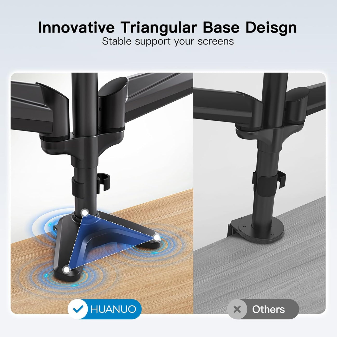 HUANUO Triple Monitor Stand - Adjustable Desk Mount for 17-32'' Screens, VESA