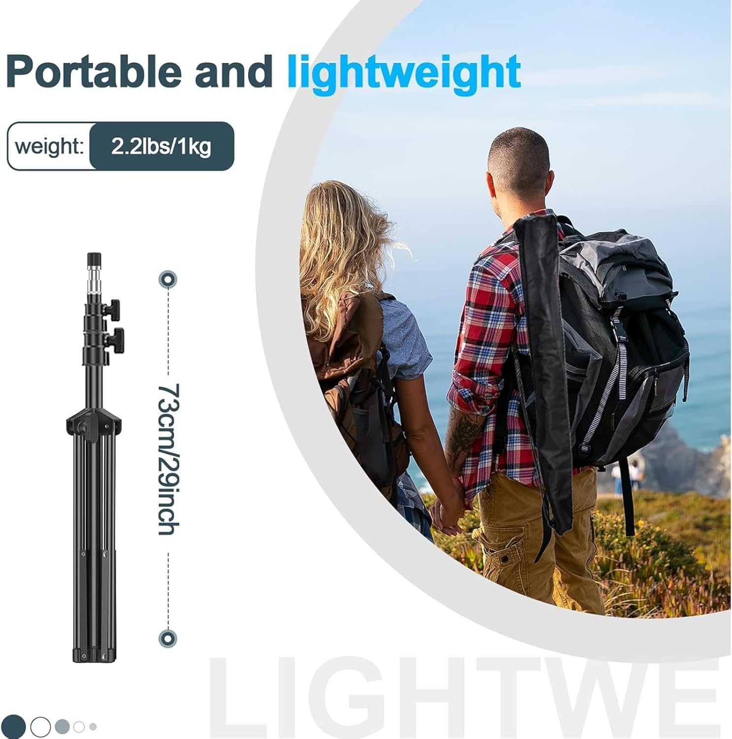 EMART 7Ft Light Stand 2-Pack – Portable Tripods for Ring Light, Flash, Studio