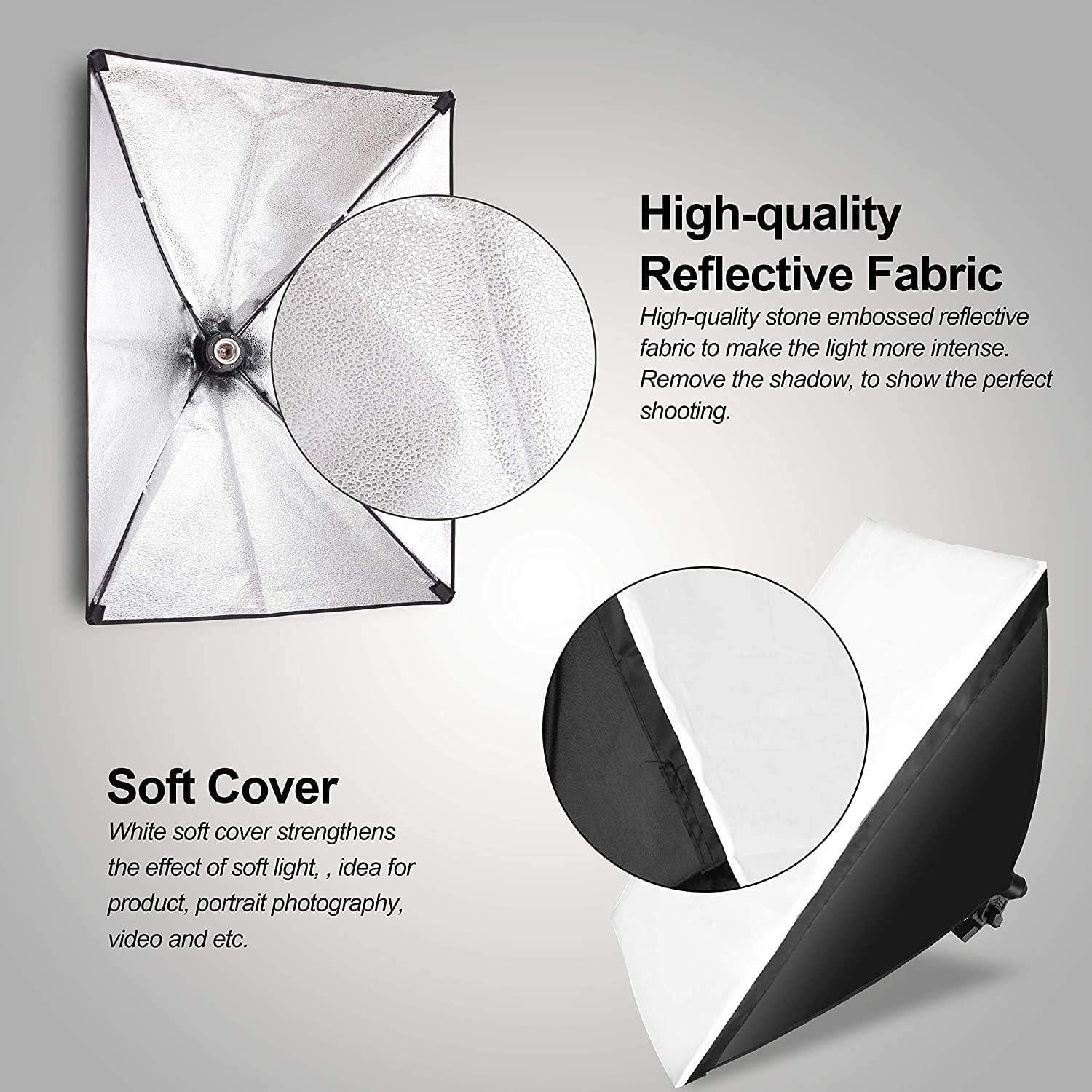 Softbox Lighting Kit 20''x 28'' 50W LED Bulbs for Photo and Video - 1 Pack EMART