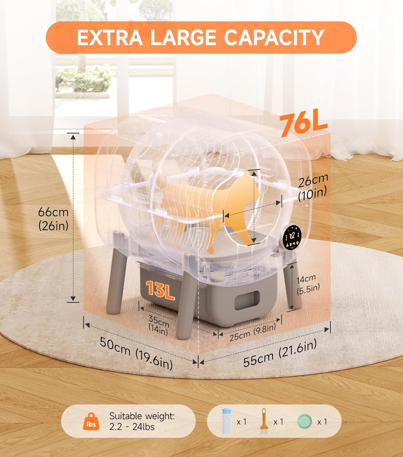 Self-Cleaning Cat Litter Box 76L with App Control & Odor Protection (Broken)