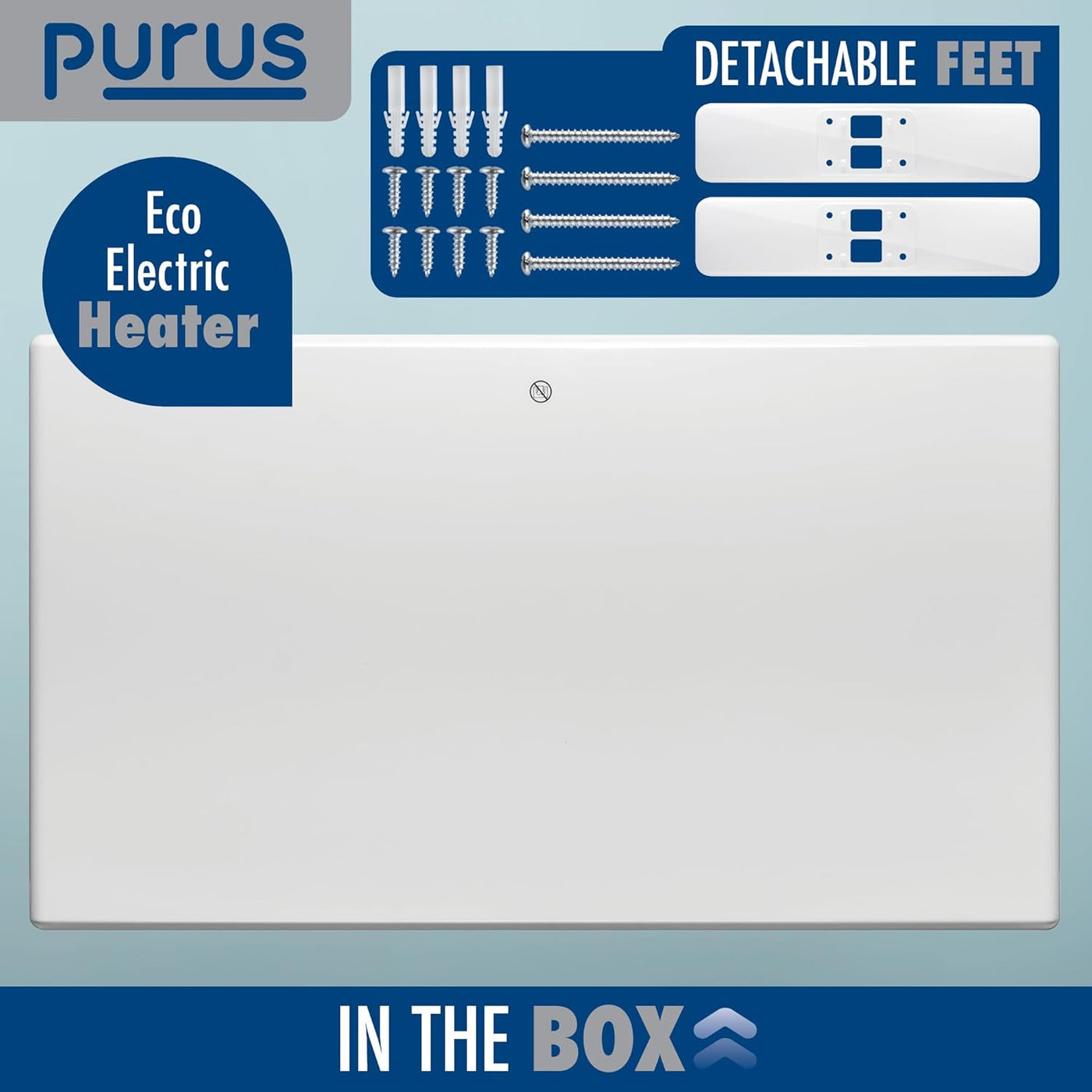 1200W White Electric Radiator Heater with Thermostat Wall Mounted Purus